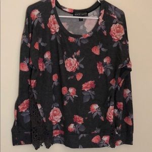 Rose Long Sleeve top with Lace Sides